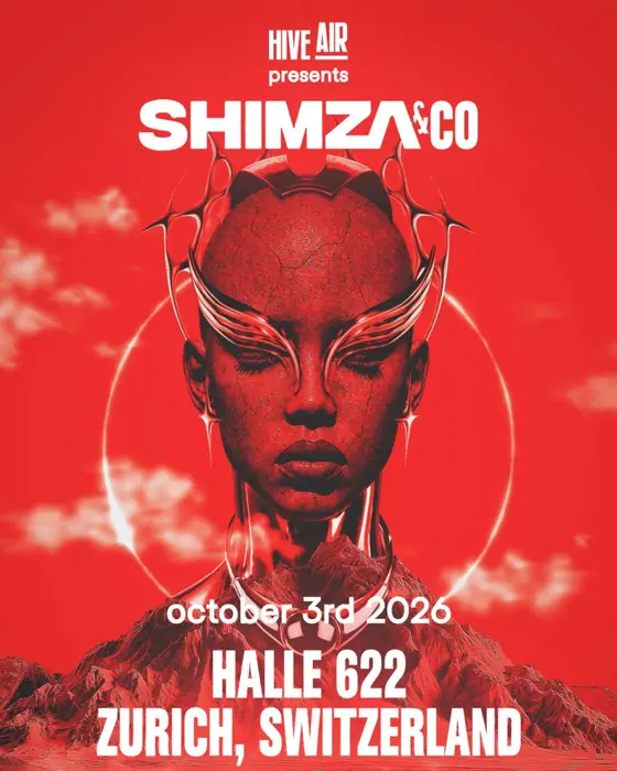 Affiche officielle de Hive Air pres. Shimza & Friends (Halle 622, Zurich, Suisse, 3 octobre 2026)