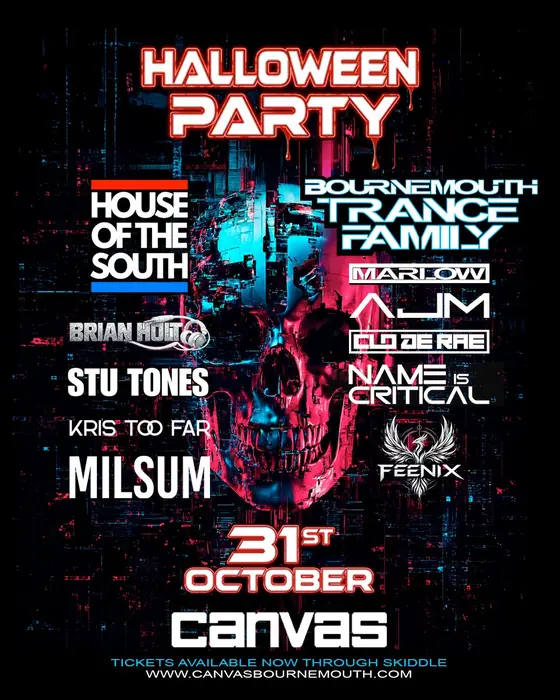 Affiche officielle de House of the south x Bournemouth Trance Family Halloween Party (Canvas, Bournemouth, Royaume-Uni, 31 octobre 2026)