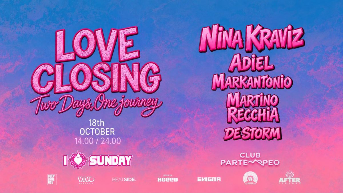 Affiche officielle de I Love Sunday · Nina Kraviz au Club Partenopeo (Club Partenopeo, Naples, Italie, 18 octobre 2026)