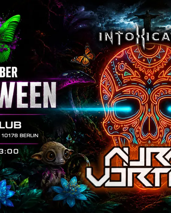 Affiche officielle de Intoxication Halloween Pres. Aura Vortex (M-BIA Club Berlin, Berlin, Allemagne, 31 octobre 2026)