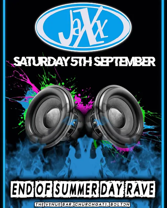 Affiche officielle de Jaxx - Daytime Rave (The Venue, Bolton, Royaume-Uni, 5 septembre 2026)