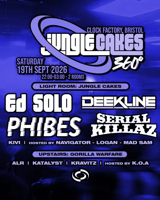 Photo de Jungle Cakes Bristol 360°: Ed Solo, Deekline, Phibes & More (Clock Factory, Bristol, Royaume-Uni, 19 septembre 2026)