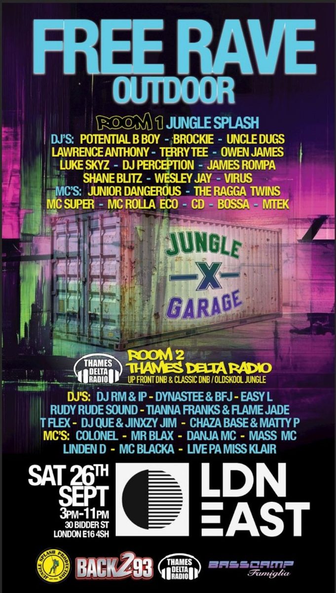 Affiche officielle de Jungle Splash Presents Jungle X Garage Free Rave (London East, London, Royaume-Uni, 26 septembre 2026)