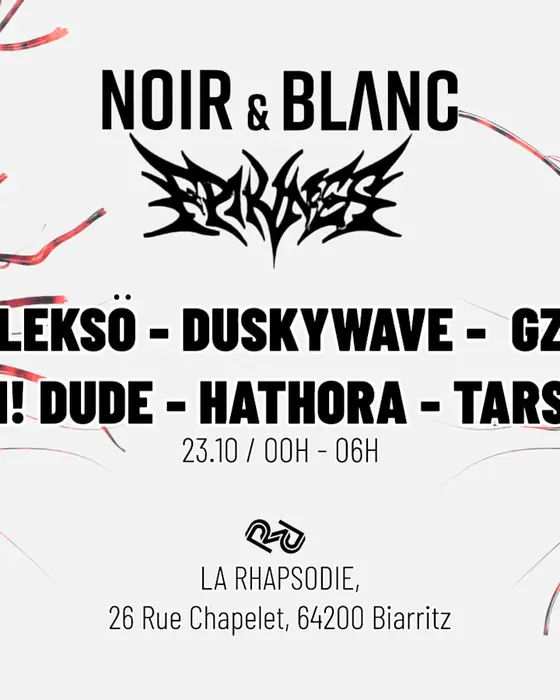 Affiche officielle de La Rhapsodie // Noir & Blanc // Epiknes - H! Dude - Tars (La Rhapsodie, Biarritz, France, 23 octobre 2026)