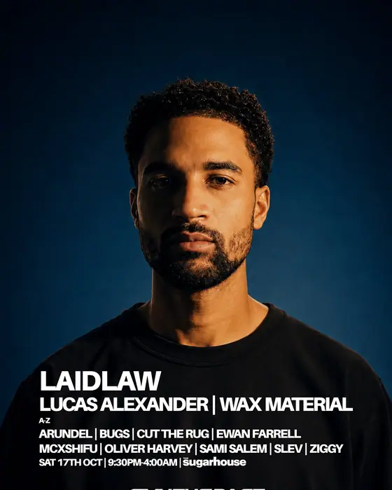 Affiche officielle de LAIDLAW, LUCAS ALEXANDER & WAX MATERIAL + support (Sugarhouse, Lancaster, Royaume-Uni, 17 octobre 2026)