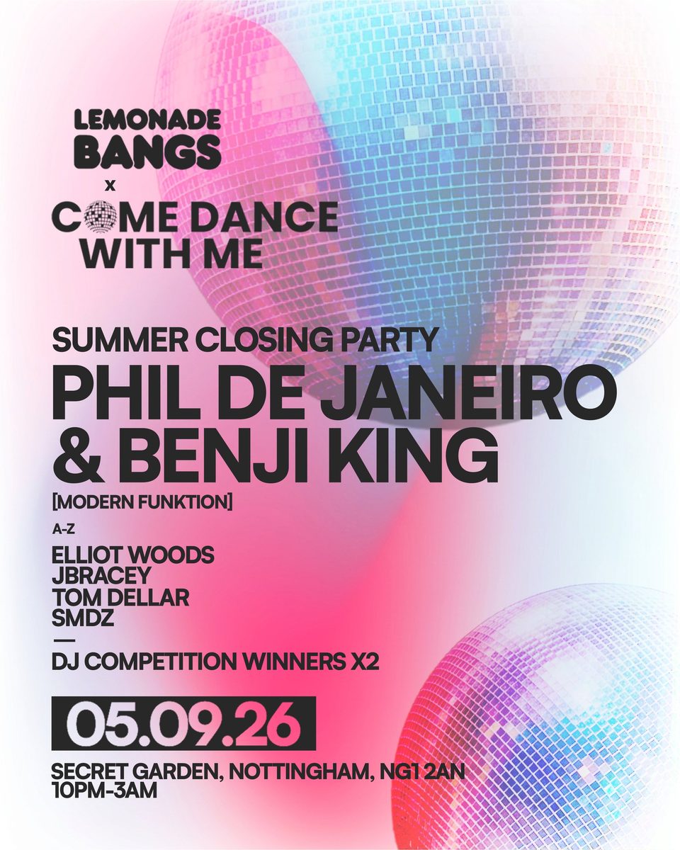 Affiche officielle de Lemonade Bangs x CDWM present: Phil De Janeiro & Benji King (Nottingham Secret Garden, Nottingham, Royaume-Uni, 5 septembre 2026)