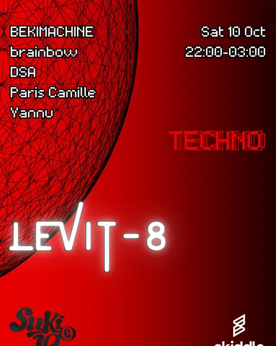 Affiche officielle de Levit-8 Techno (SUKi10C, Birmingham, Royaume-Uni, 10 octobre 2026)