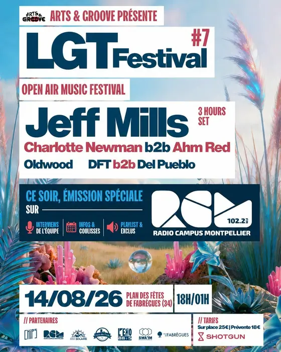 Affiche officielle de LGT Festival (Plan des Fêtes, Fabrègues, France, 14 août 2026)