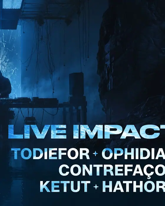 Affiche officielle de Live Impact // Todiefor - Ophidian - Contrefaçon - Ketut (Hangar DS, Bordeaux, France, 23 octobre 2026)