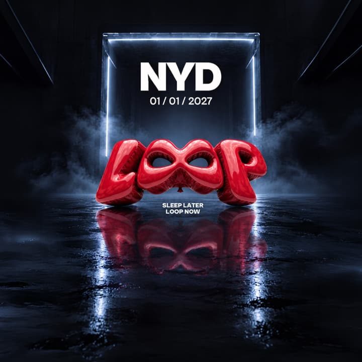 Affiche officielle de LOOP NYD Festival (Fabrik, Humanes de Madrid, Espagne, 1 janvier 2027)