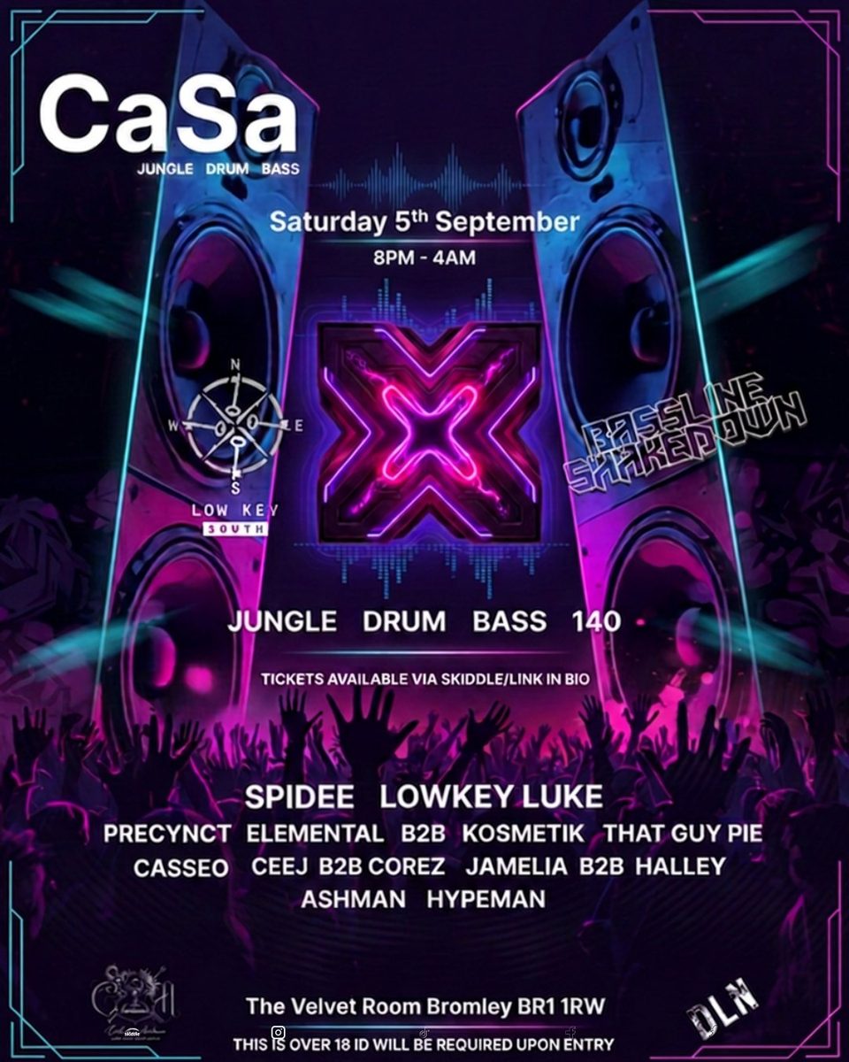 Affiche officielle de Lowkey South X Bassline Shakedown (Cocktail Akademia, Bromley, Royaume-Uni, 5 septembre 2026)