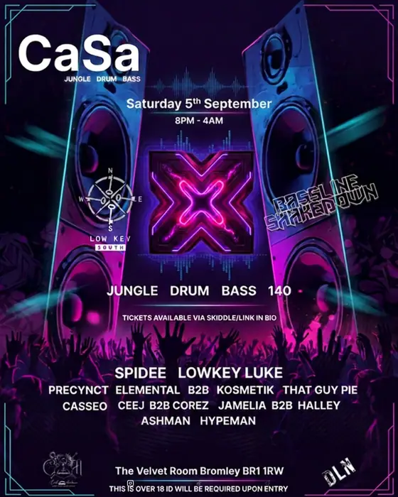 Official poster for Lowkey South X Bassline Shakedown (Cocktail Akademia, Bromley, UK, 5 September 2026)