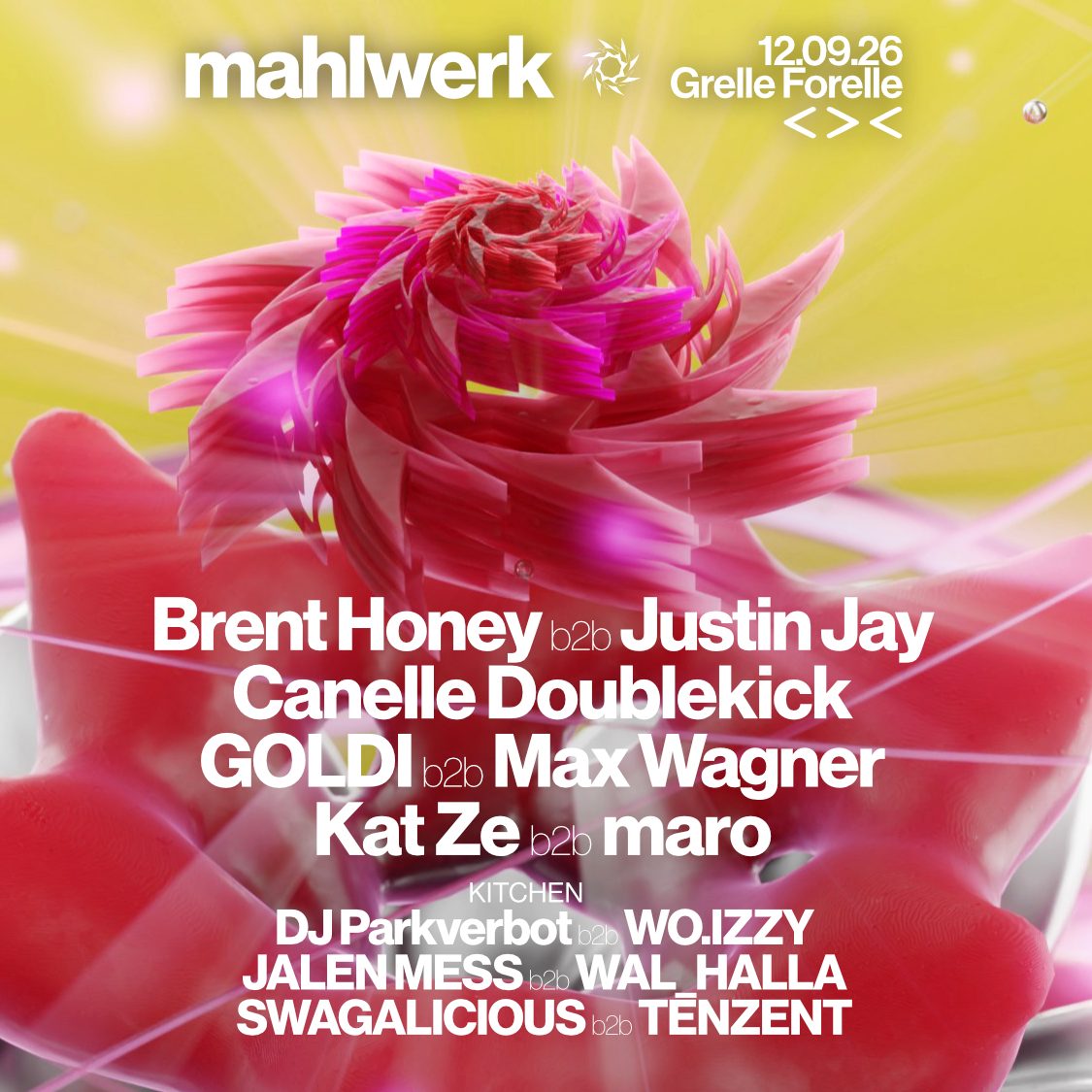 Affiche officielle de Mahlwerk w/ Justin Jay (Grelle Forelle, Vienna, Autriche, 12 septembre 2026)