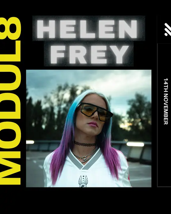 Affiche officielle de MODUL8 x Helen Frey - 100% Techno 0% Compromise (SUKi10C, Birmingham, Royaume-Uni, 14 novembre 2026)