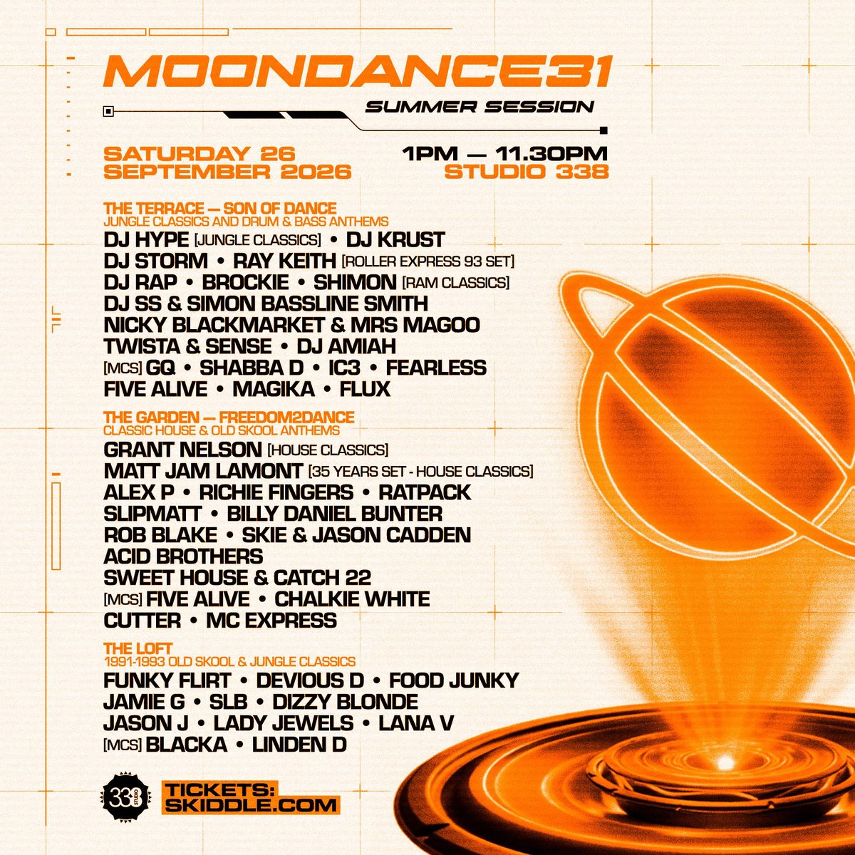 Official poster for Moondance 31 - Summer Session (Studio 338, London, UK, 26 September 2026)