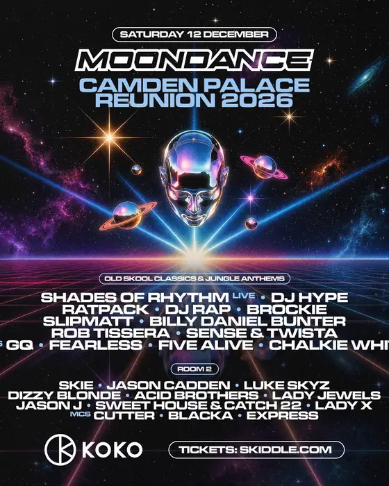 Affiche officielle de Moondance Camden Palace Reunion (KOKO, London, Royaume-Uni, 12 décembre 2026)