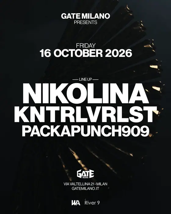 Affiche officielle de Nikolina & Kntrlvrlst · Gate Milano (Gate Milano, Milan, Italie, 16 octobre 2026)