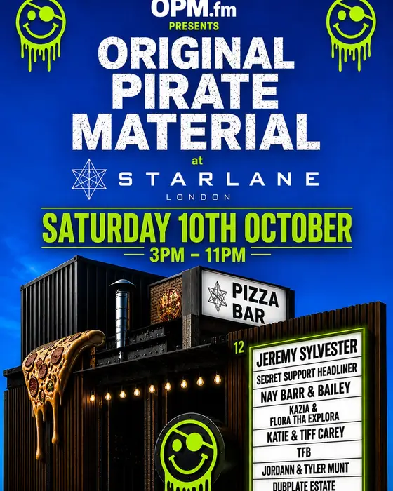 Affiche officielle de Original Pirate Material : Jeremy Sylvester + Guests at Starlane (Starlane Pizza Bar, London, Royaume-Uni, 10 octobre 2026)