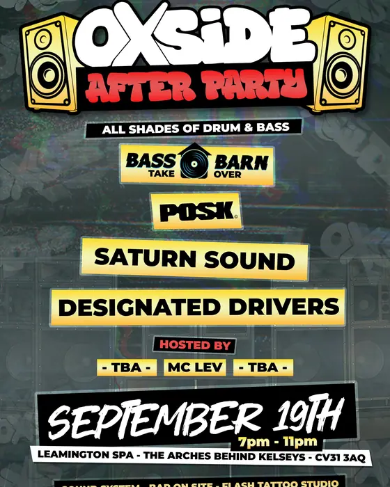 Affiche officielle de Oxside After Party - All Shades Of Drum & Bass (The Arches Behind Kelseys Leamington Spa, Coventry, Royaume-Uni, 19 septembre 2026)