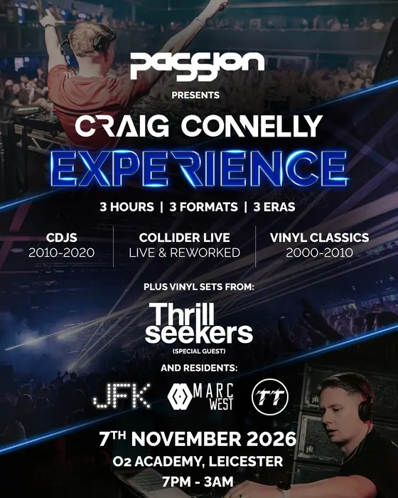 Affiche officielle de PaSSion & Craig Connelly Present Experience (O2 Academy, Leicester, Royaume-Uni, 7 novembre 2026)