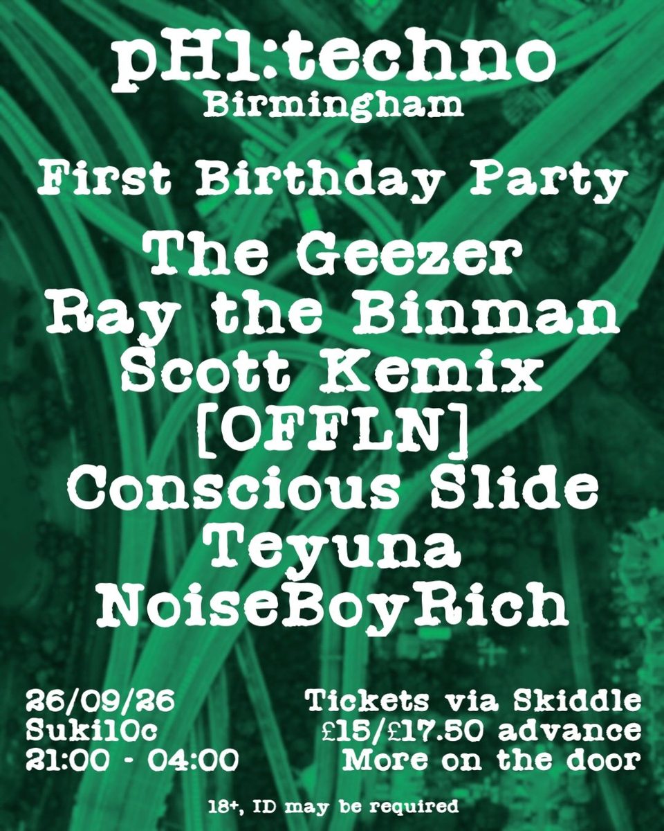 Affiche officielle de pH1:techno (SUKi10C, Birmingham, Royaume-Uni, 26 septembre 2026)