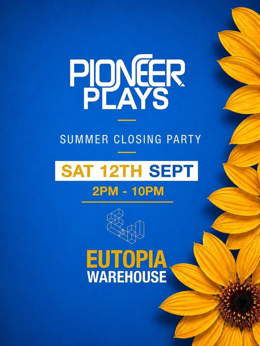 Official poster for Pioneer Plays: End of Summer Party (Eutopia Warehouse, Ilford, UK, 12 September 2026)