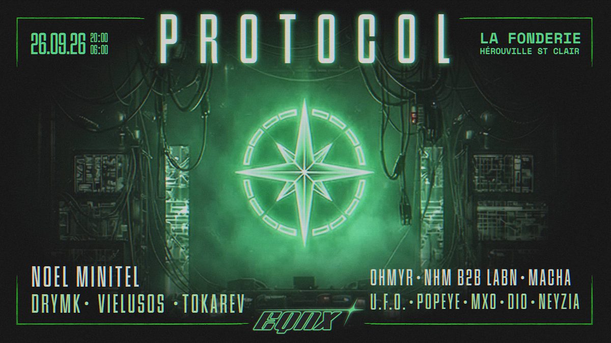 Official poster for Protocol By Equinox (La Fonderie - Salle municipale, Hérouville-Saint-Clair, France, 26 September 2026)