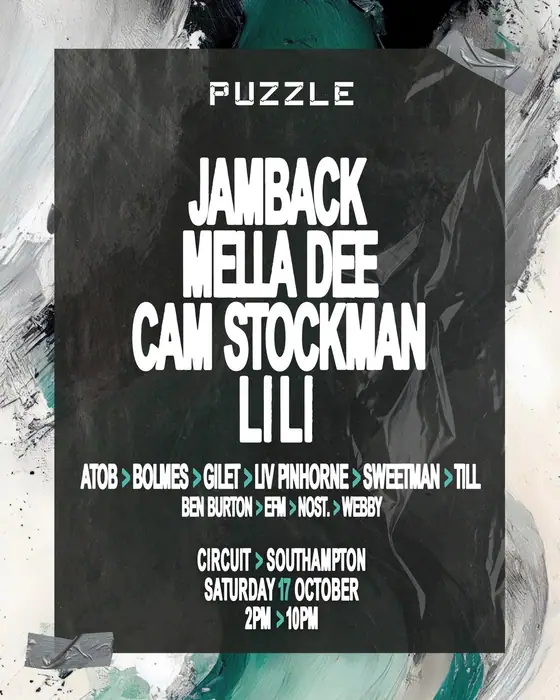 Affiche officielle de Puzzle: Jamback, Mella Dee, Cam Stockman & LiLi (Circuit, Southampton, Royaume-Uni, 17 octobre 2026)