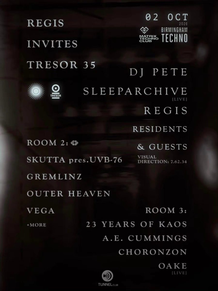 Affiche officielle de Regis invites @ Birmingham Techno: Tresor 35 w/ DJ Pete + more (The Tunnel Club Birmingham, Birmingham, Royaume-Uni, 2 octobre 2026)