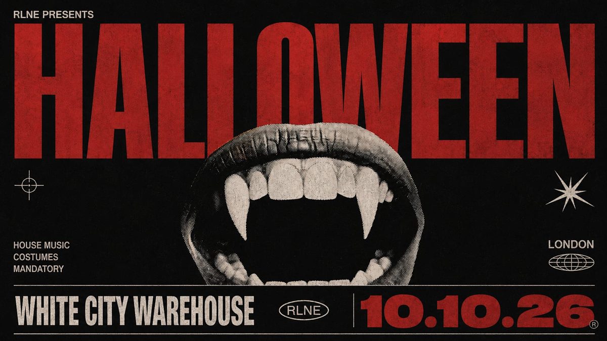 Affiche officielle de Rlne X Halloween (White City Warehouse, London, Royaume-Uni, 10 octobre 2026)