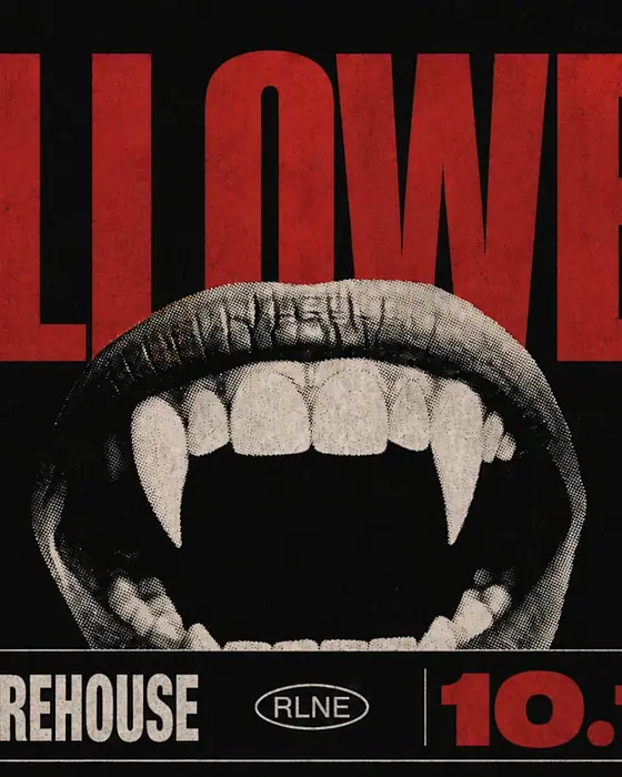 Official poster for Rlne X Halloween (White City Warehouse, London, UK, 10 October 2026)