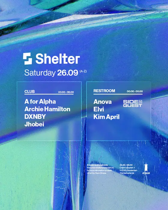 Affiche officielle de Shelter: Archie Hamilton (Shelter, Amsterdam, Pays-Bas, 26 septembre 2026)