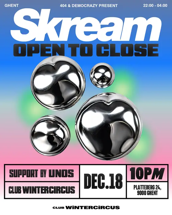 Photo de Skream + UNOS au Club Wintercircus (Club Wintercircus, Ghent, Belgique, 18 décembre 2026)