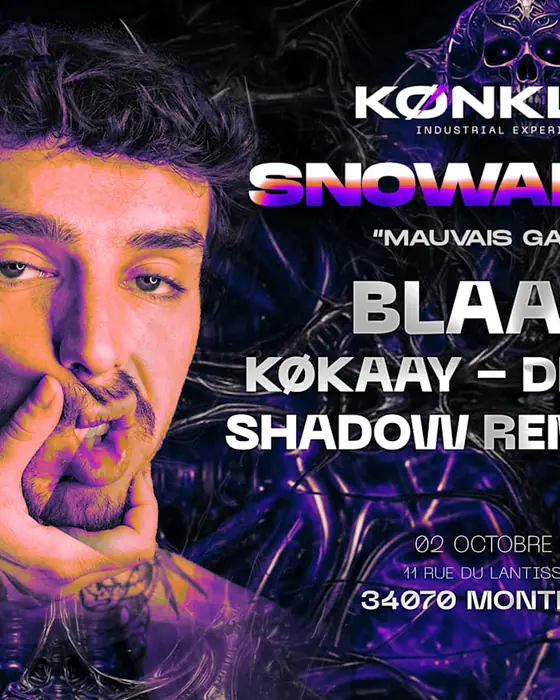 Affiche officielle de Snowall 2.0 "Mauvais Garçon" (Mélomane Club, Montpellier, France, 2 octobre 2026)