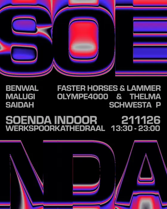 Affiche officielle de Soenda Indoor Werkspoorkathedraal (Werkspoorkathedraal, Utrecht, Pays-Bas, 21 novembre 2026)
