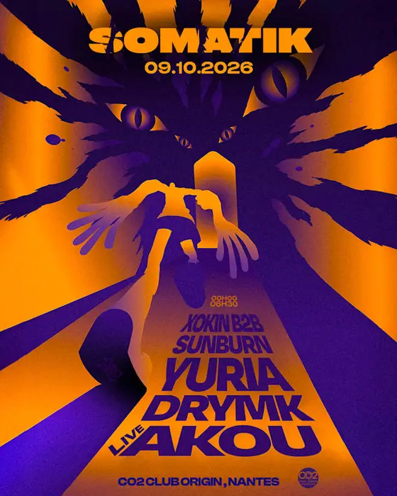 Official poster for Somatik | Co2 - Akou, Drymk, Yuria & More (CO2 Club Origin, Nantes, France, 9 October 2026)