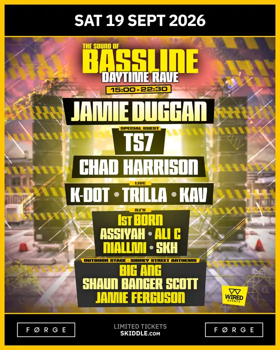 Affiche officielle de SOUND OF BASSLINE Daytime Rave! Sheffield (FORGE, Sheffield, Royaume-Uni, 19 septembre 2026)