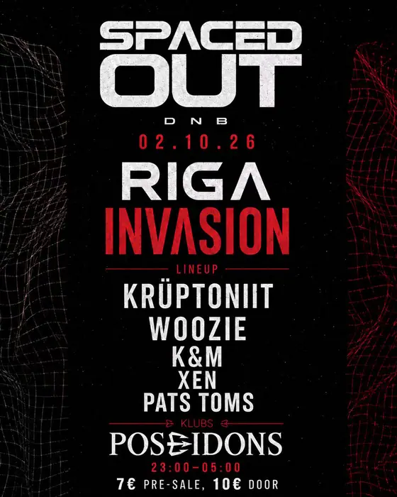 Affiche officielle de Spaced Out DnB : Riga Invasion au Poseidons (Poseidons, Riga, Lettonie, 2 octobre 2026)
