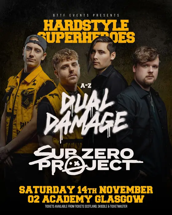 Affiche officielle de Sub Zero Project & Dual Damage at O2 Academy Glasgow (O2 Academy Glasgow, Glasgow, Royaume-Uni, 14 novembre 2026)