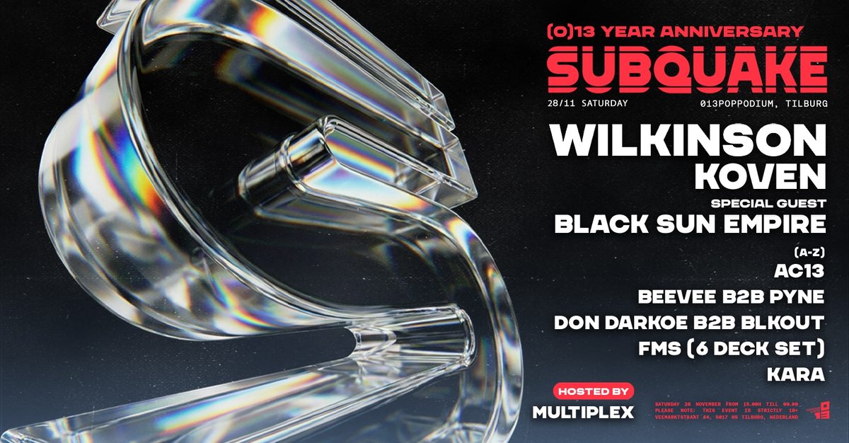 Photo of Subquake 13 Year Anniversary (013 Poppodium, Tilburg, Netherlands, 28 November 2026)