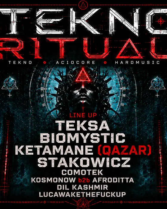 Affiche officielle de Tekno Ritual - W/ Teksa, Biomystic & More (Studio Saglio, Strasbourg, France, 16 octobre 2026)