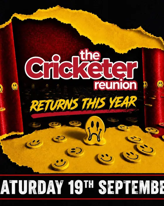 Affiche officielle de The Cricketer Reunion All Day Rave (Cube Nightclub, Wigan, Royaume-Uni, 19 septembre 2026)