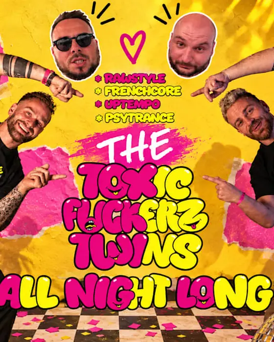 Affiche officielle de The Toxic Fuckerz Twins au Nirvana Club (Nirvana Pub Club, Nancy, France, 23 octobre 2026)