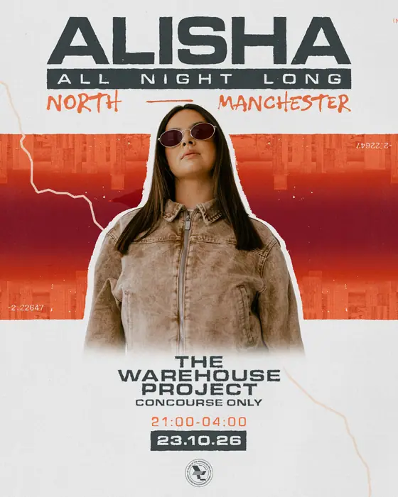 Affiche officielle de The Warehouse Project: Alisha (Depot Mayfield, Manchester, Royaume-Uni, 23 octobre 2026)
