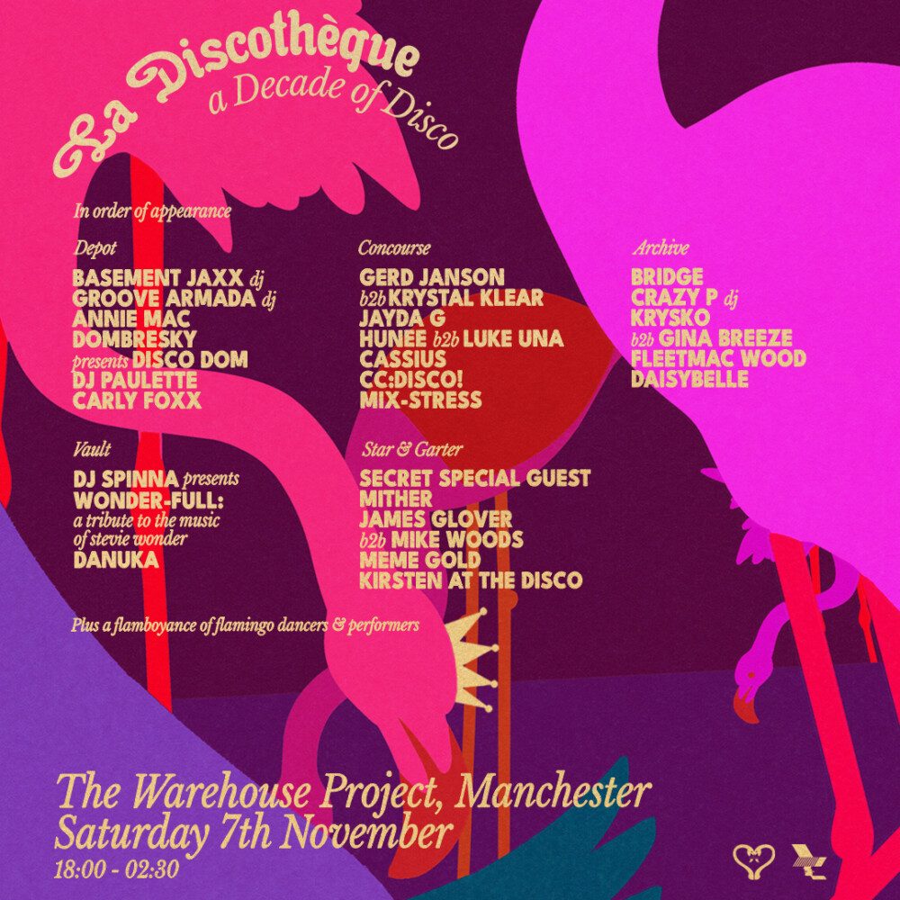 Affiche officielle de The Warehouse Project: La Discothèque (Depot Mayfield, Manchester, Royaume-Uni, 7 novembre 2026)