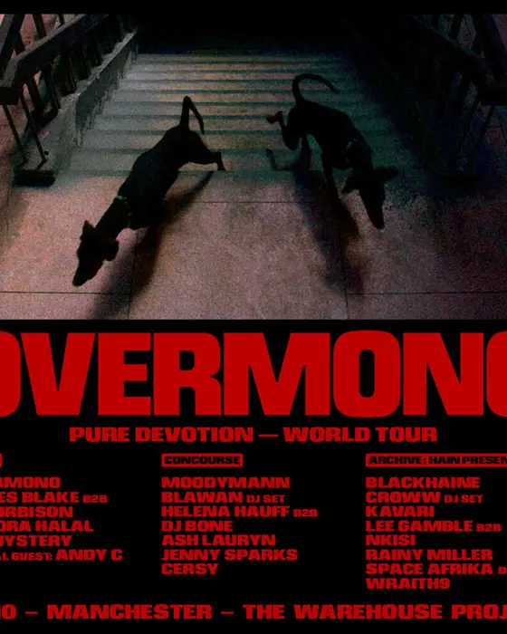 Affiche officielle de The Warehouse Project: Overmono – Pure Devotion (Depot Mayfield, Manchester, Royaume-Uni, 30 octobre 2026)