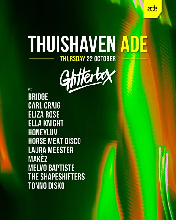 Affiche officielle de Thuishaven ADE: Glitterbox (Thuishaven, Amsterdam, Pays-Bas, 22 octobre 2026)