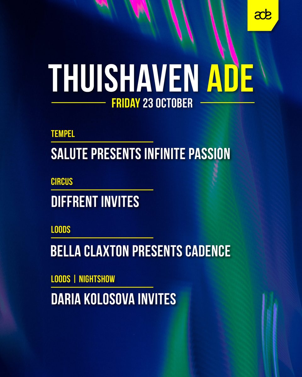 Affiche officielle de Thuishaven ADE: Salute & Bella Claxton (Thuishaven, Amsterdam, Pays-Bas, 23 octobre 2026)