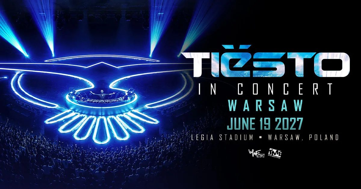 Official poster for Tiësto In Concert au Stadion Legii (Stadion Miejski Legii Warszawa, Warsaw, Poland, 19 June 2027)