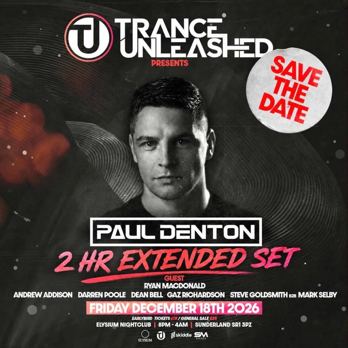 Affiche officielle de Trance Unleashed Evo 21 Mad Friday (Elysium Nightclub, Sunderland, Royaume-Uni, 18 décembre 2026)